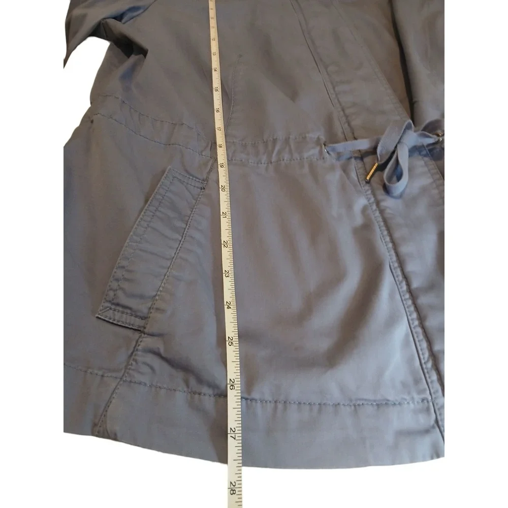 J Jill Purple Cotton Spandex Drawstring Waist Utility Jacket Women Large Fall
